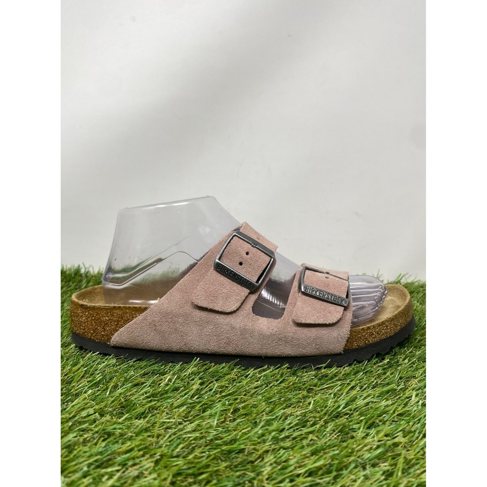 Birkenstock Womens Size 9 Arizona Soft Footbed slide sandals Pink Suede Comfort